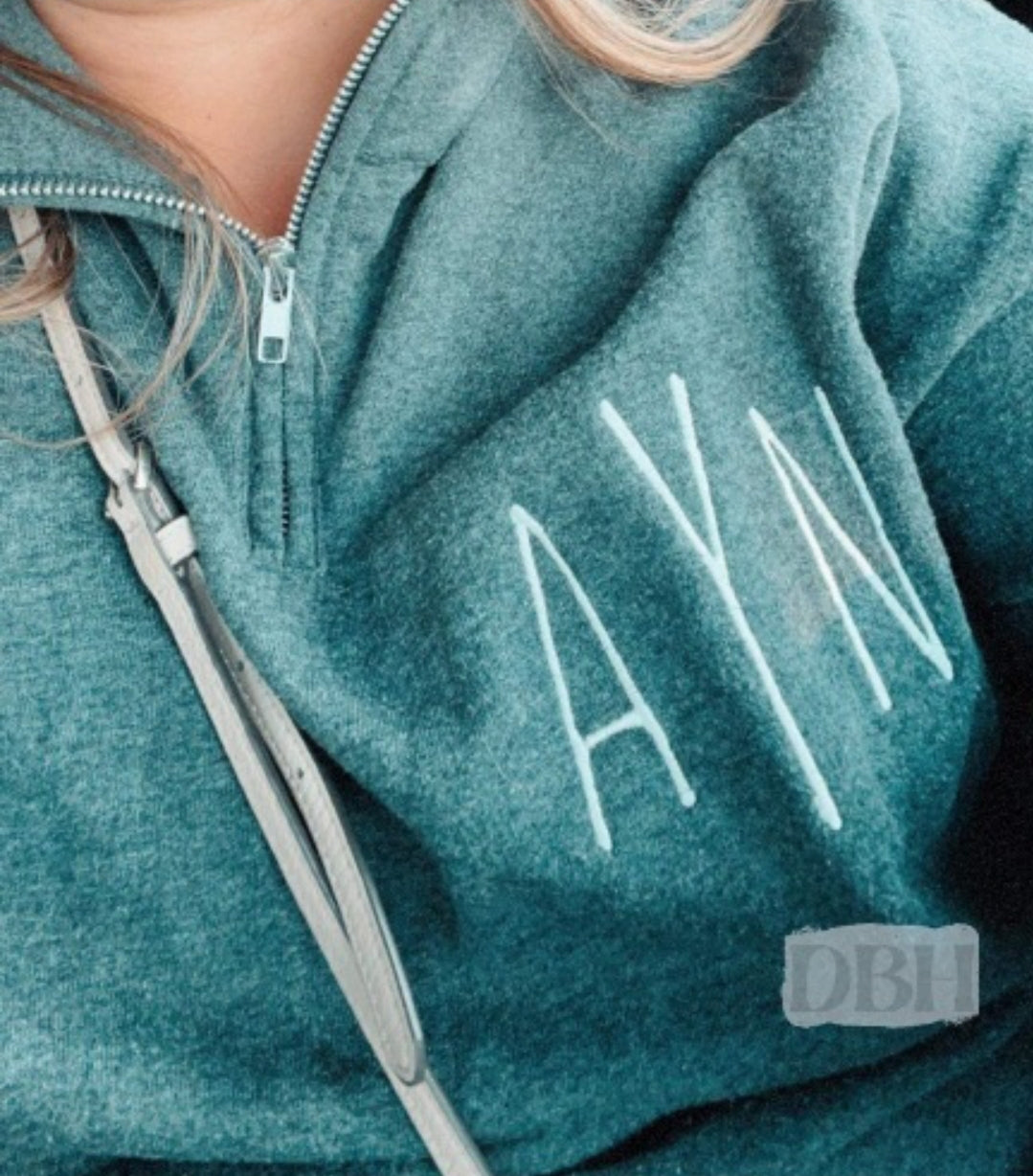 Simple Monogram - Quarter Zip - WS