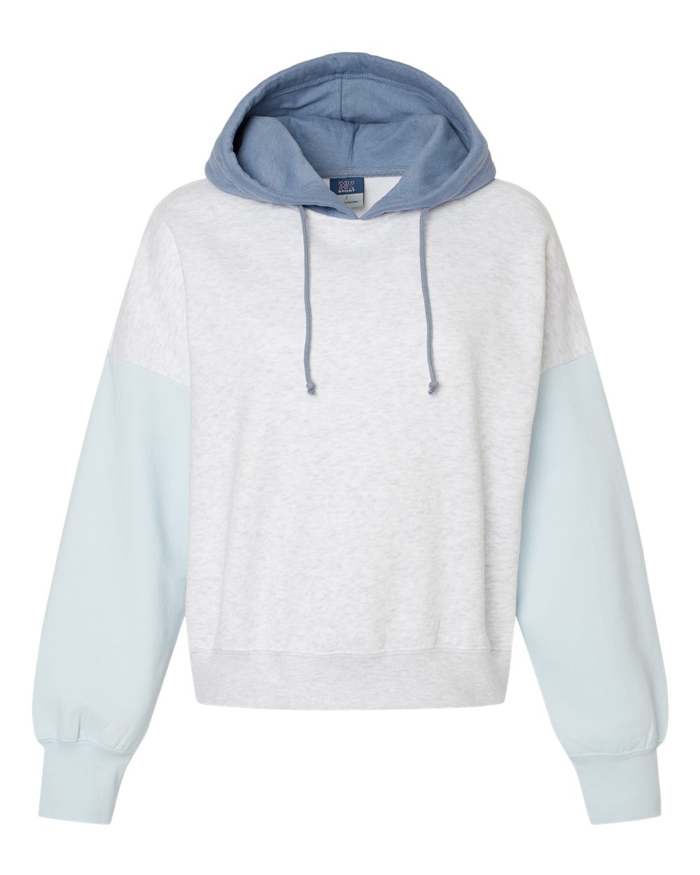 Arched "MAMA" - Women's Colorblock Crop Hooded Sweatshirt - WS