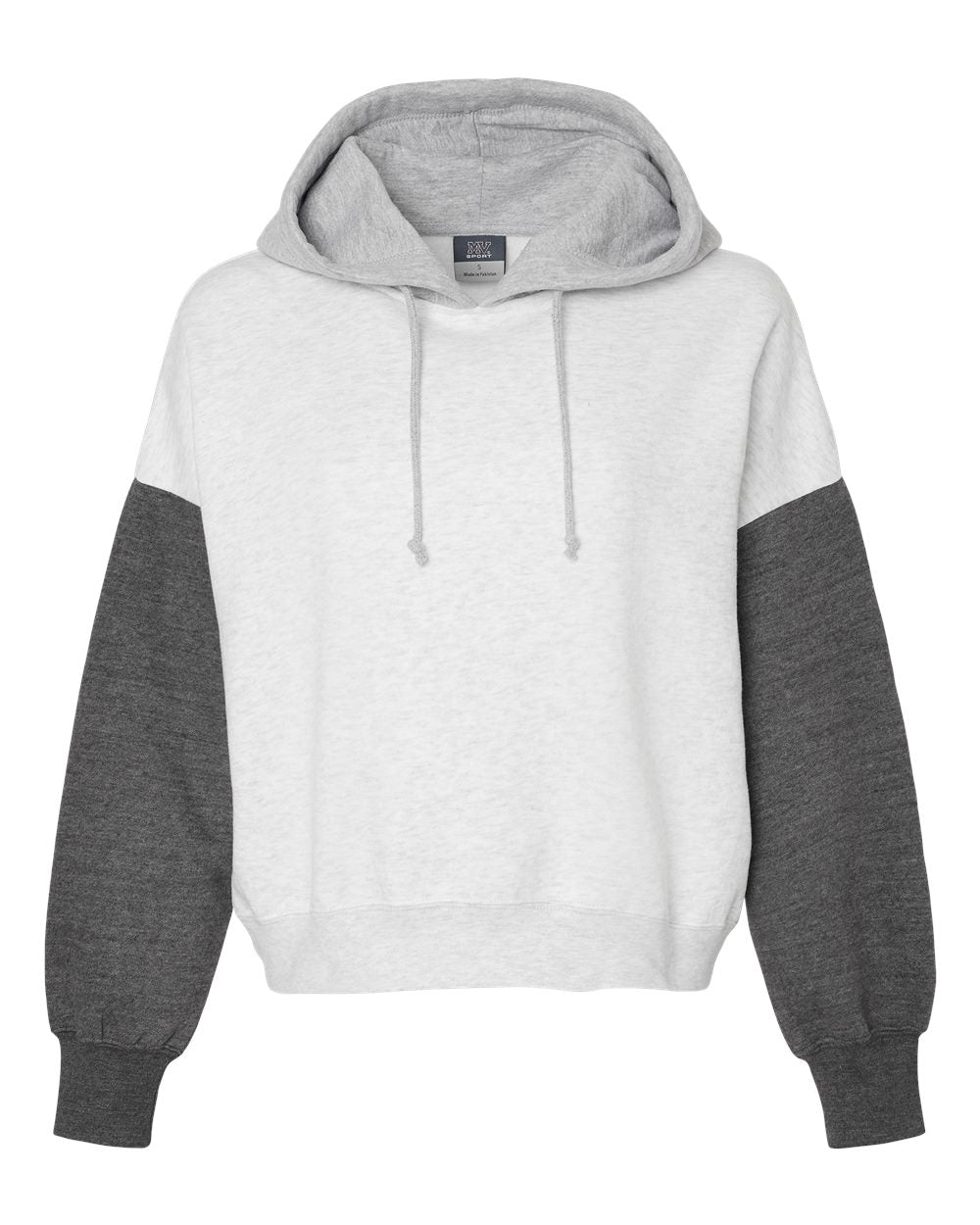 Arched "MAMA" - Women's Colorblock Crop Hooded Sweatshirt - WS