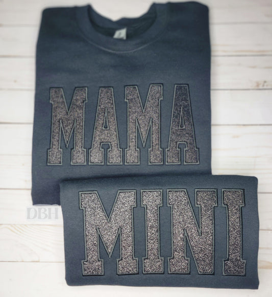 MAMA or MINI with Glitter on Sweatshirts