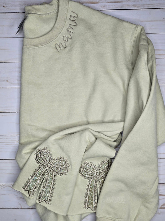 Pocket + Lace Glitter Side Bows
