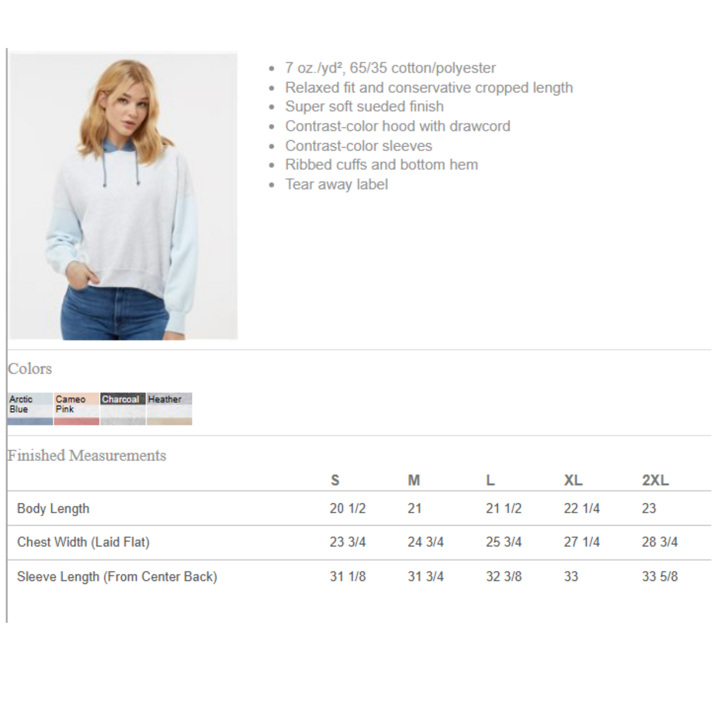 Arched "MAMA" - Women's Colorblock Crop Hooded Sweatshirt - WS