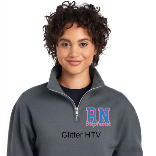 Title Quarter Zip - Glitter HTV - WS