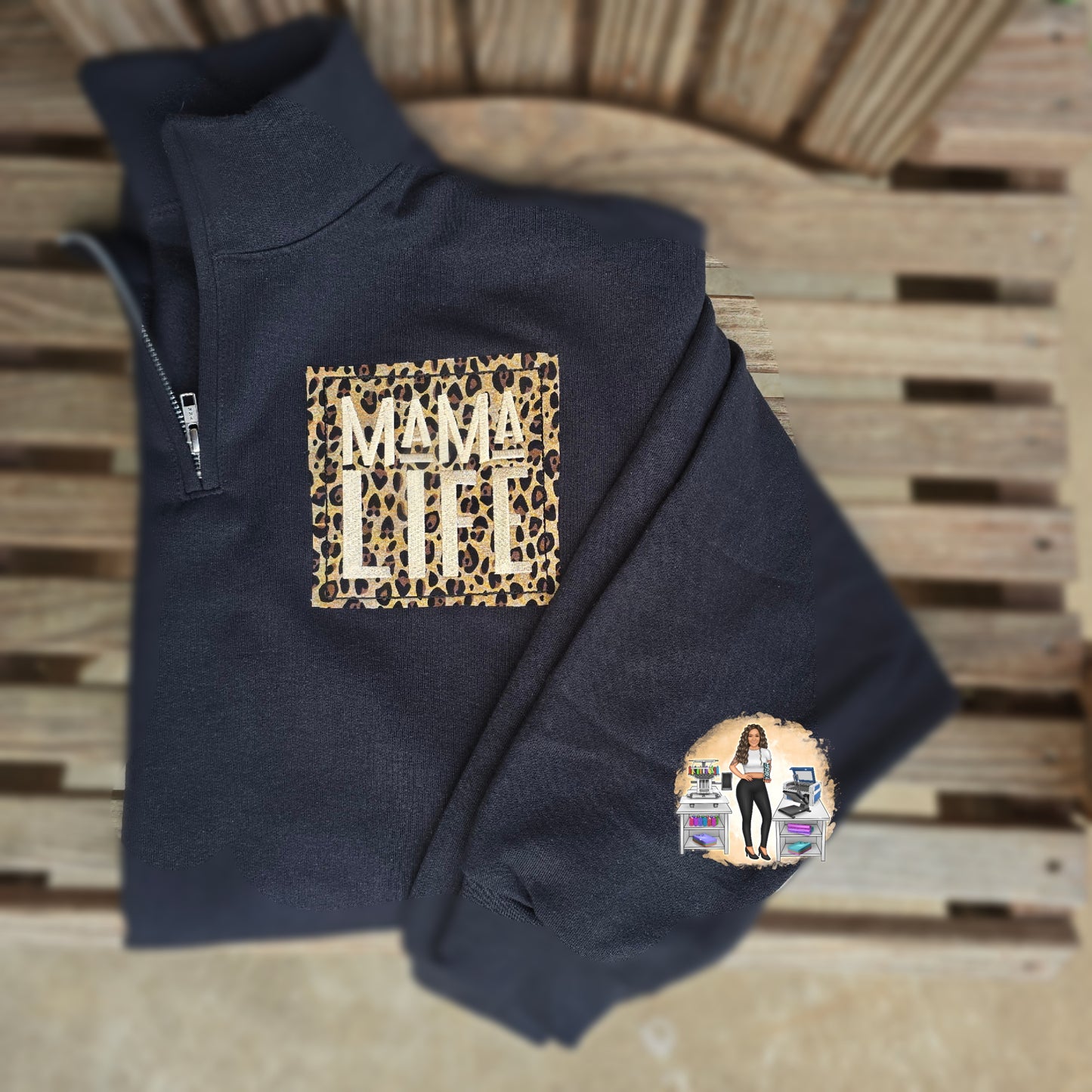Oversized Mama Life Quarter Zip - AS SHOWN - WS